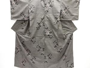 大特価品　椿模様織り出し本場泥大島紬着物(5マルキ)